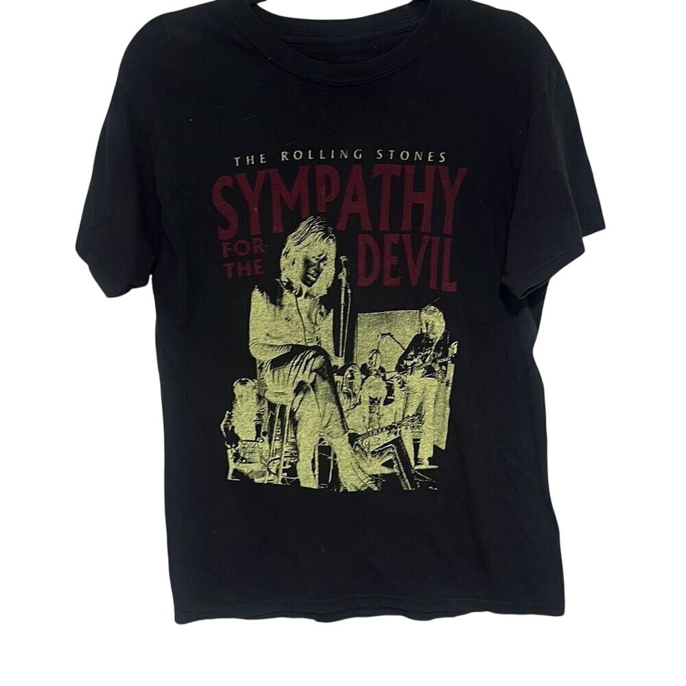 Hanes Mens Black The Rolling Stones Sympathy For The Devil T-Shirt Size Medium